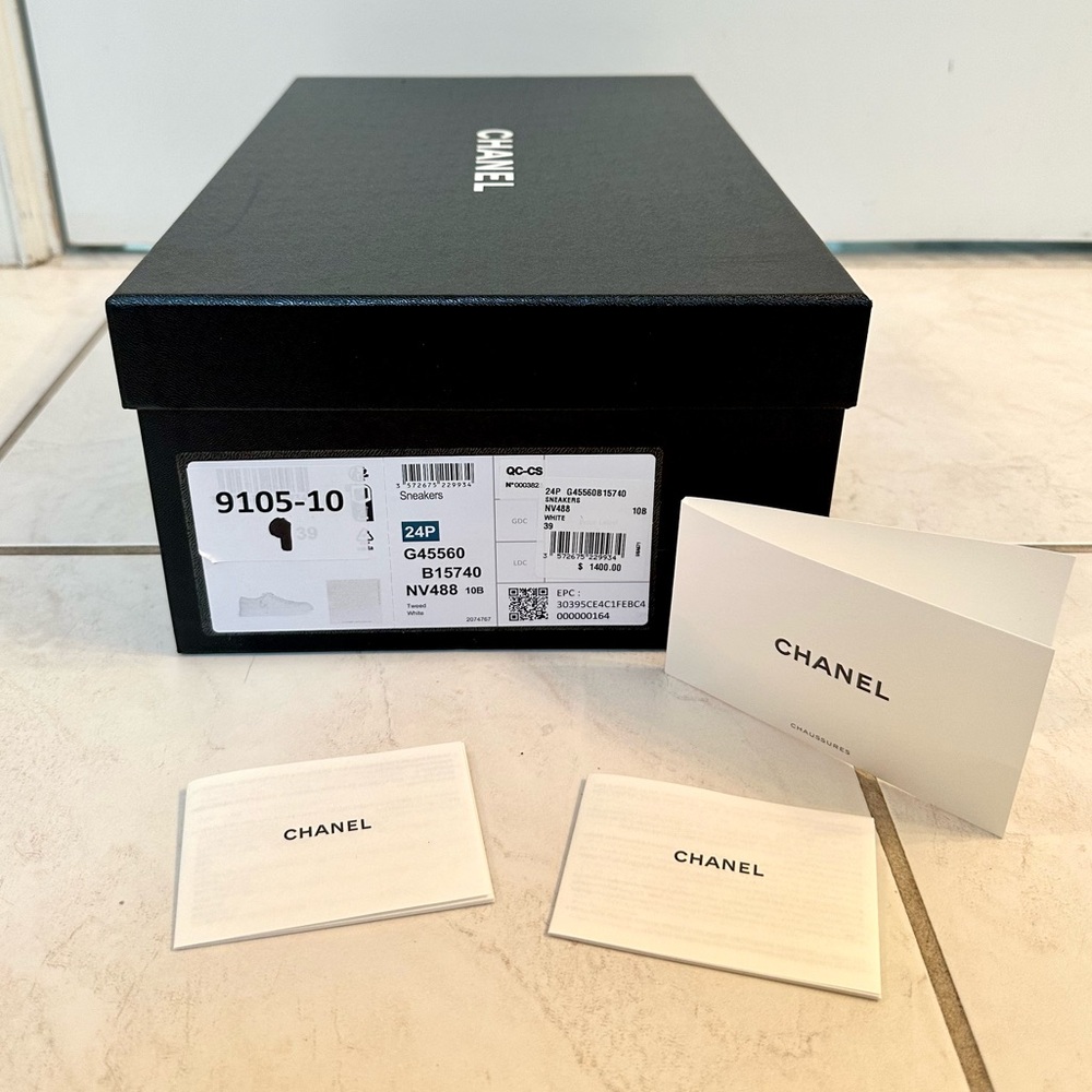 Chanel empty shoe box for sneakers, Chanel care instructions